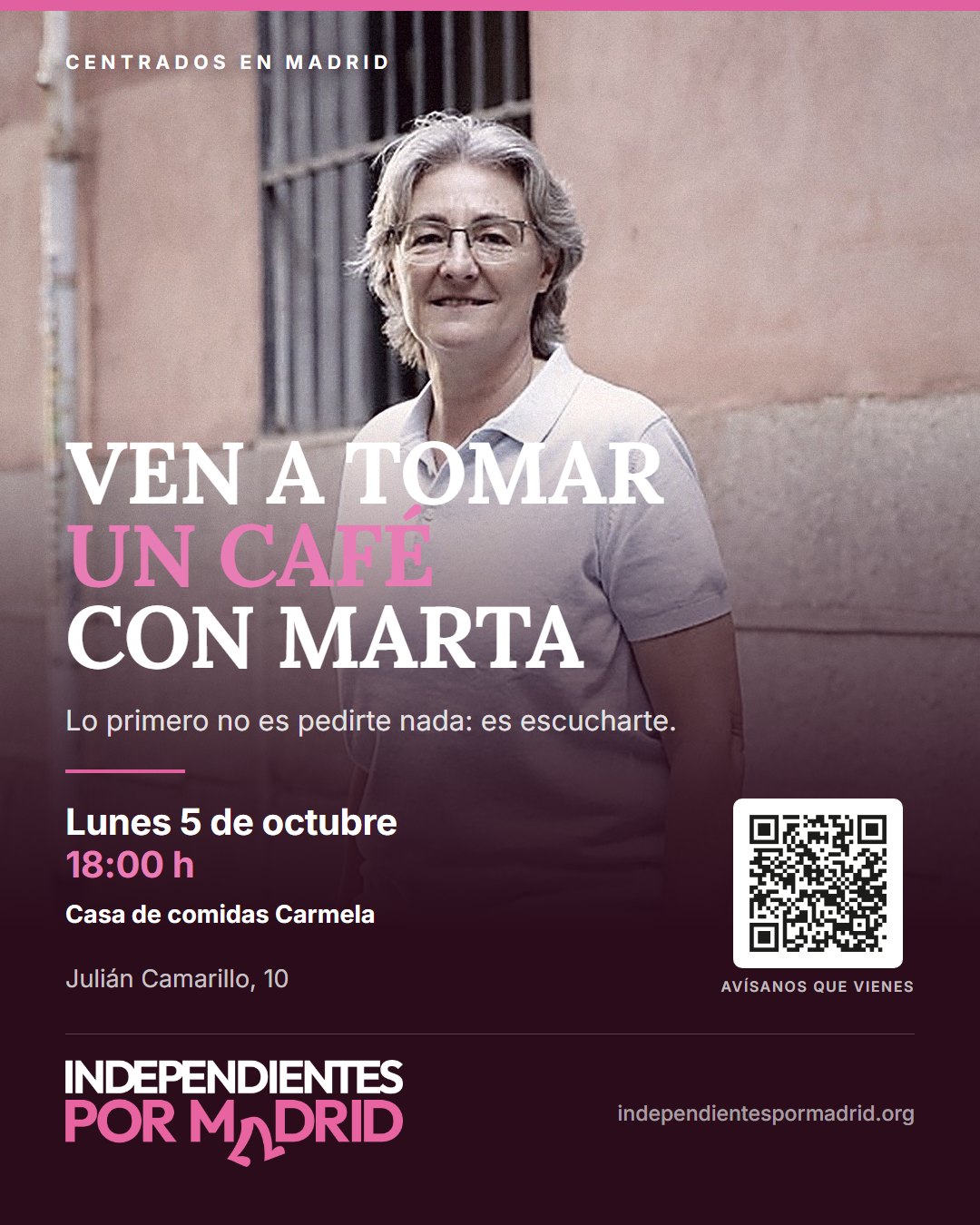 Cartel del Ven a tomar un café con Marta